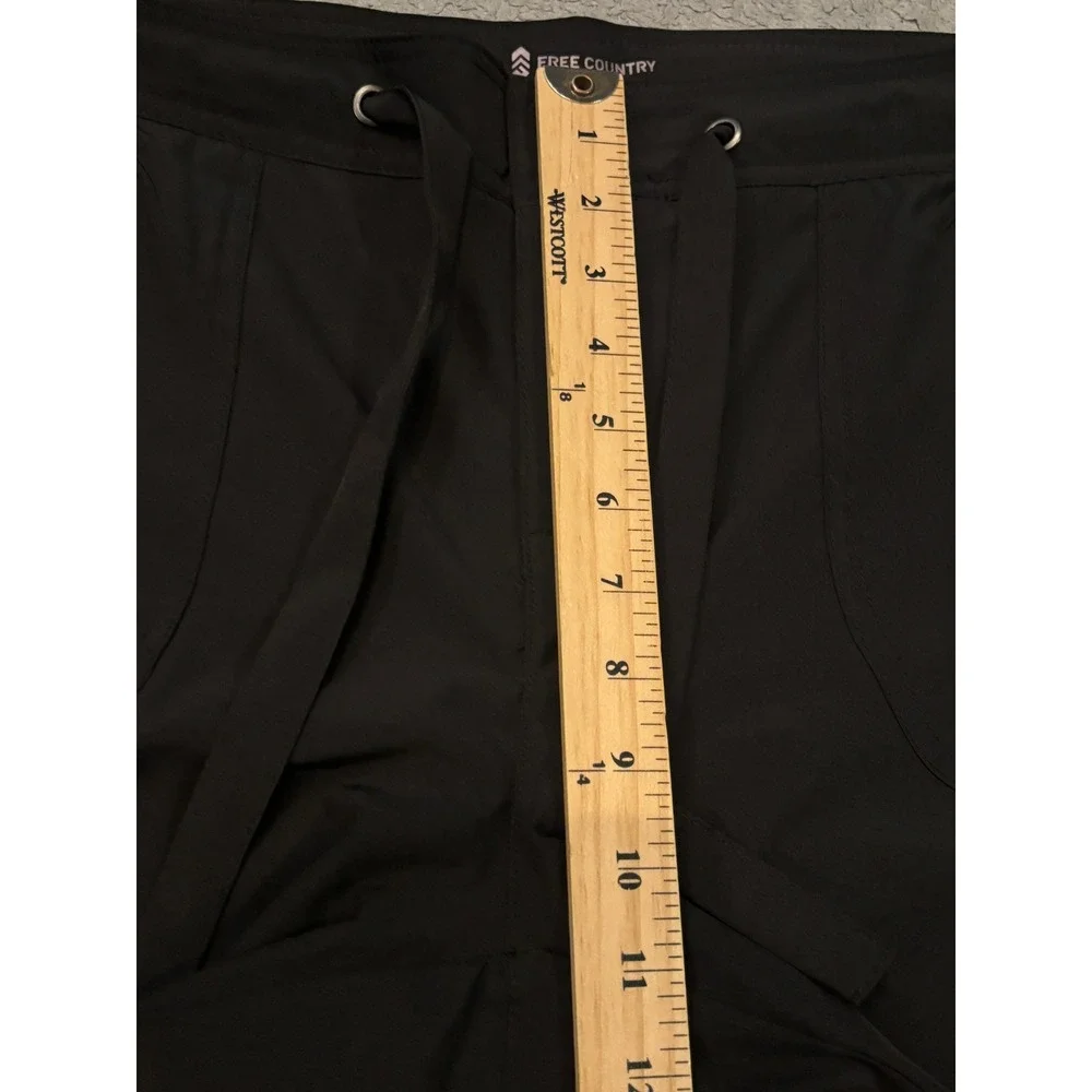 Free Country Womens Black Active Shorts Stretch Drawstring Pockets XL 16